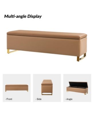 Flora Modern 60" Wide Storage Bench with Two Ottomans