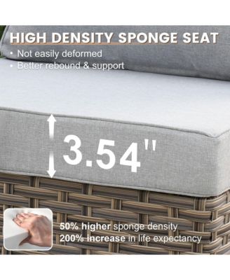 10 Piece Outdoor Patio Furniture with Swivel Rocking Chairs,All Weather Rattan Wicker Sectional Coversation Set with Solar Coffee Table, Single Modular Chairs for Deck Balcony Backyard Pool,Orange Red