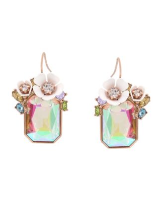 Faux Stone Flower Cluster Stone Drop Earrings