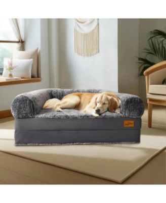 Giant Orthopedic Dog Bed w/Waterproof & LeatherTrim for Pets