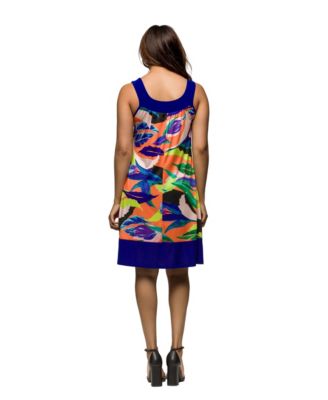 Women's Multicolor Scoop Neck Sleeveless Knee Length Dress