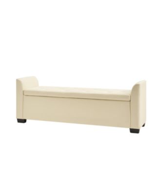 Monica 57.75 PU "Wide Tufted Storage Bench with Flared Arms