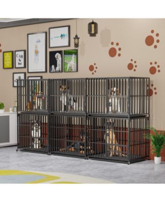 Stackable Heavy-Duty Dog Cage With Casters and Tray