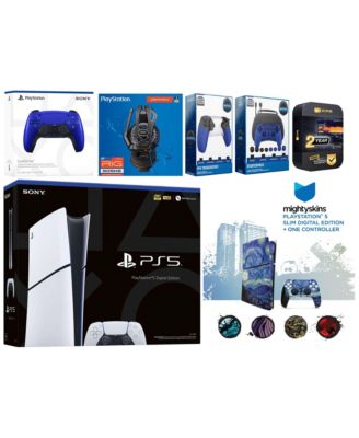 PlayStation 5 Slim Digital with Extra Controller, Plantronics Headset, Gamer Kit, Trigger Kit and MightySkins Decal Voucher