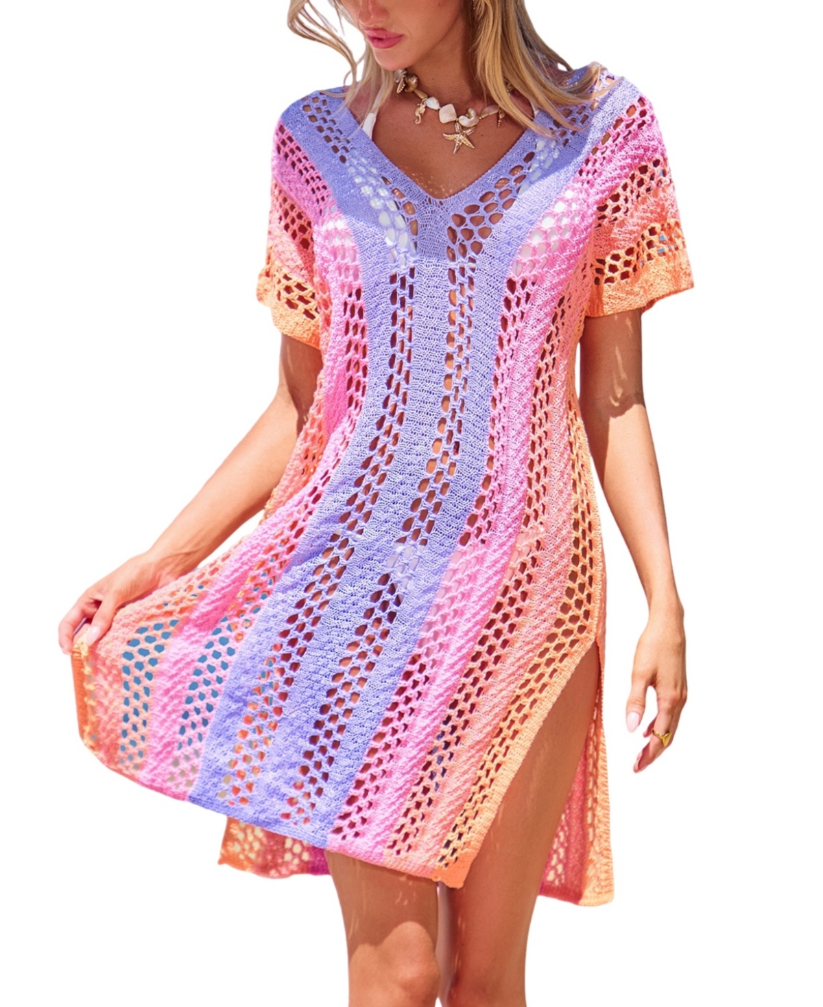 Women's Berry Sorbet Ombre Cover-Up Mini Beach Dress - Open miscellaneous