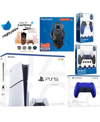 Playstation 5 Slim Disc Bundle with Extra Cosmic Red Controller, Plantronics Headset, Trigger Stop Kit, FPS Grip Kit and MightySkins Decal Vouche