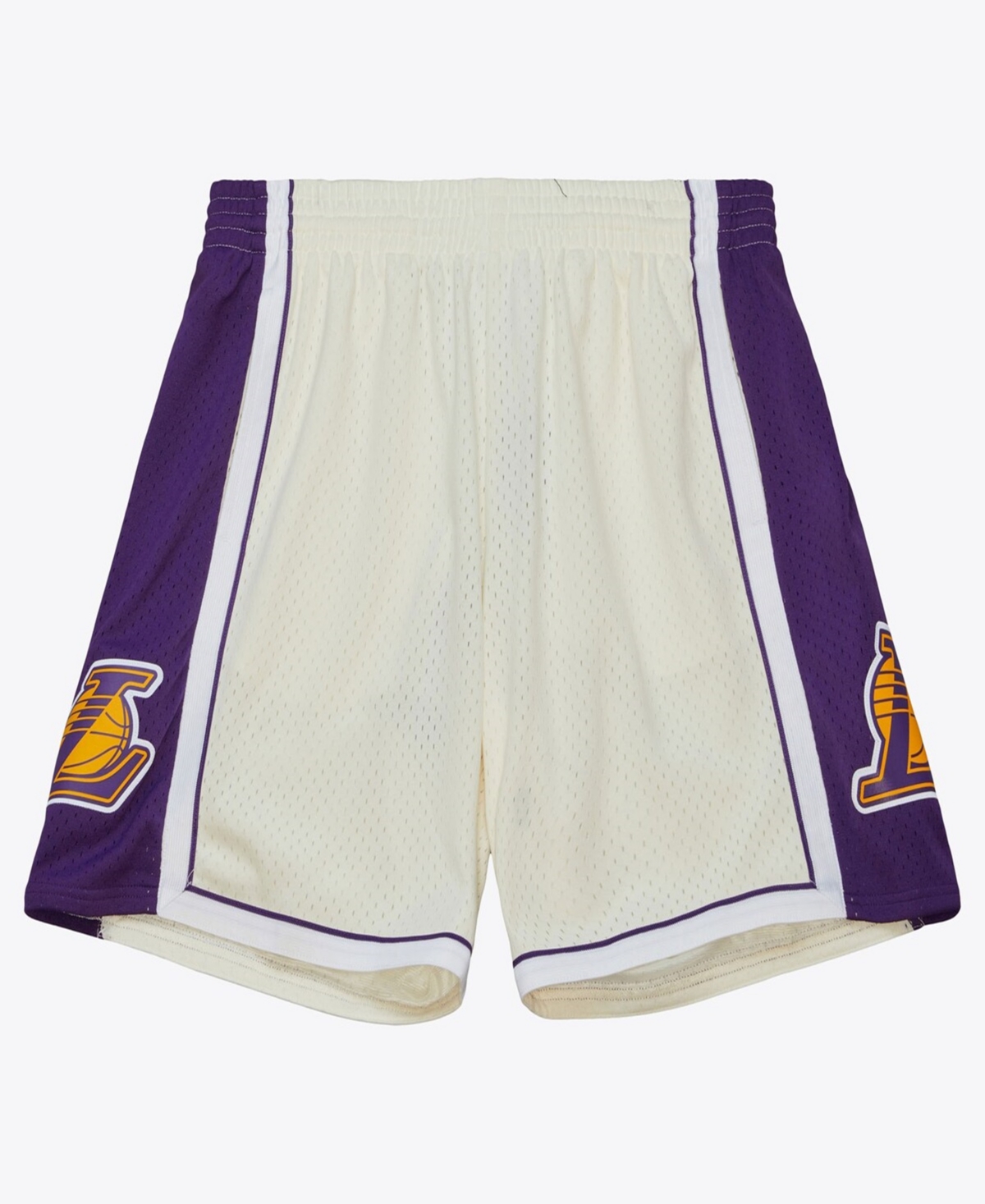 Mitchell & Ness Men's Cream Los Angeles Lakers 2009/10 Hardwood Classics Team Color Swingman Shorts