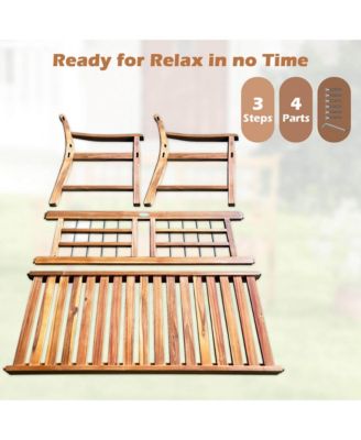 Outdoor Acacia Wood Bench 2-Person Patio Bench with Slatted Seat &  Backrest