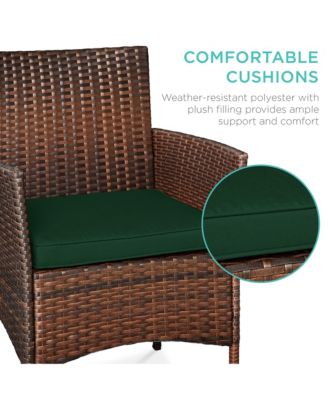 3-Piece Outdoor Wicker Conversation Patio Bistro Set, w/ 2 Chairs, Table