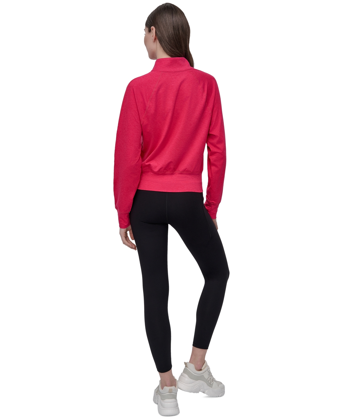 Dkny Sport Women's Space-dyed Half-zip Raglan-sleeve Top In Red