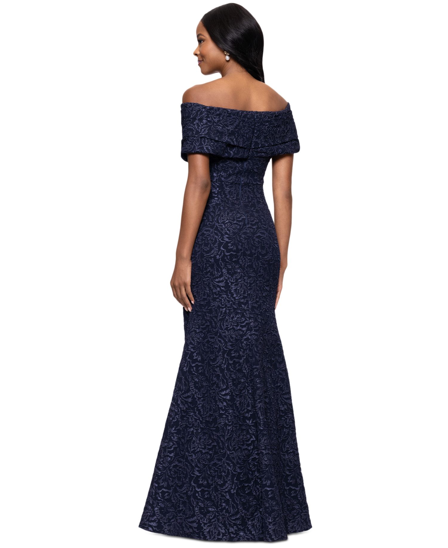 Women's Off-The-Shoulder Brocade Gown
