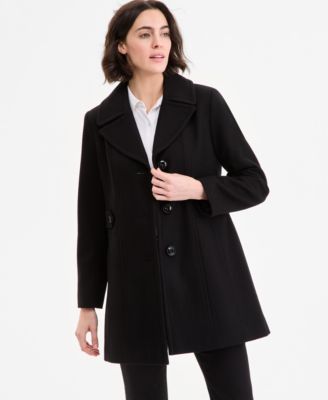 Anne Klein - Women's Single-Breasted Notched-Collar Peacoat