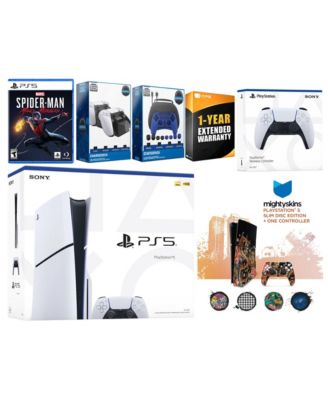 Playstation 5 Slim Disc with Spider-Man: Miles Morales, Extra Controller, Gamer Kit, Charge Dock and MightySkins Decal Voucher + 1 Year CPS Exten