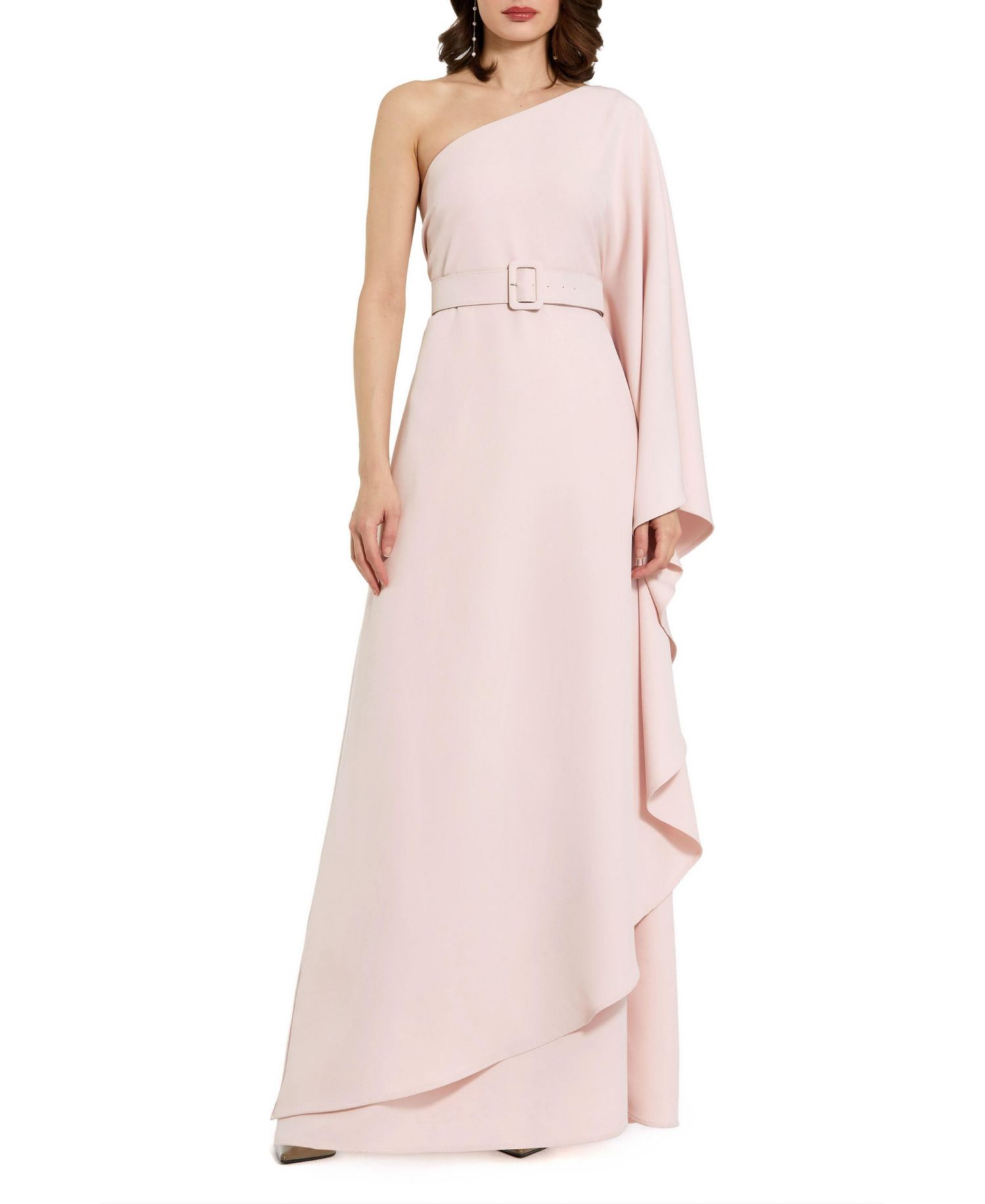 Women's Crepe One Sleeve Belted Kaftan Dress
