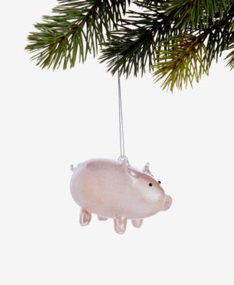 Holiday Lane - Pastel Shine Pink Glitter Pig Ornament