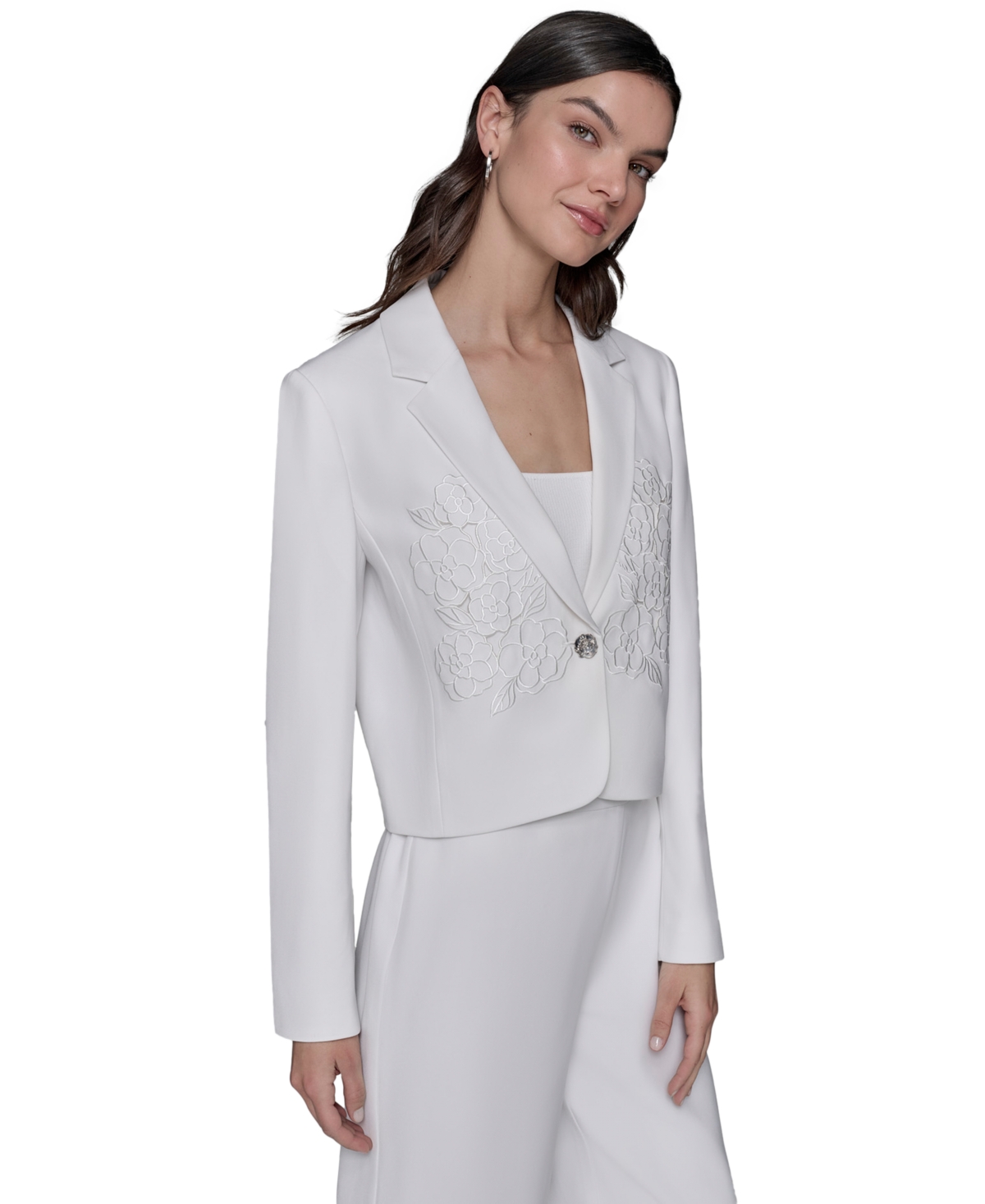 Karl Lagerfeld Women's Cropped Embroidered Blazer