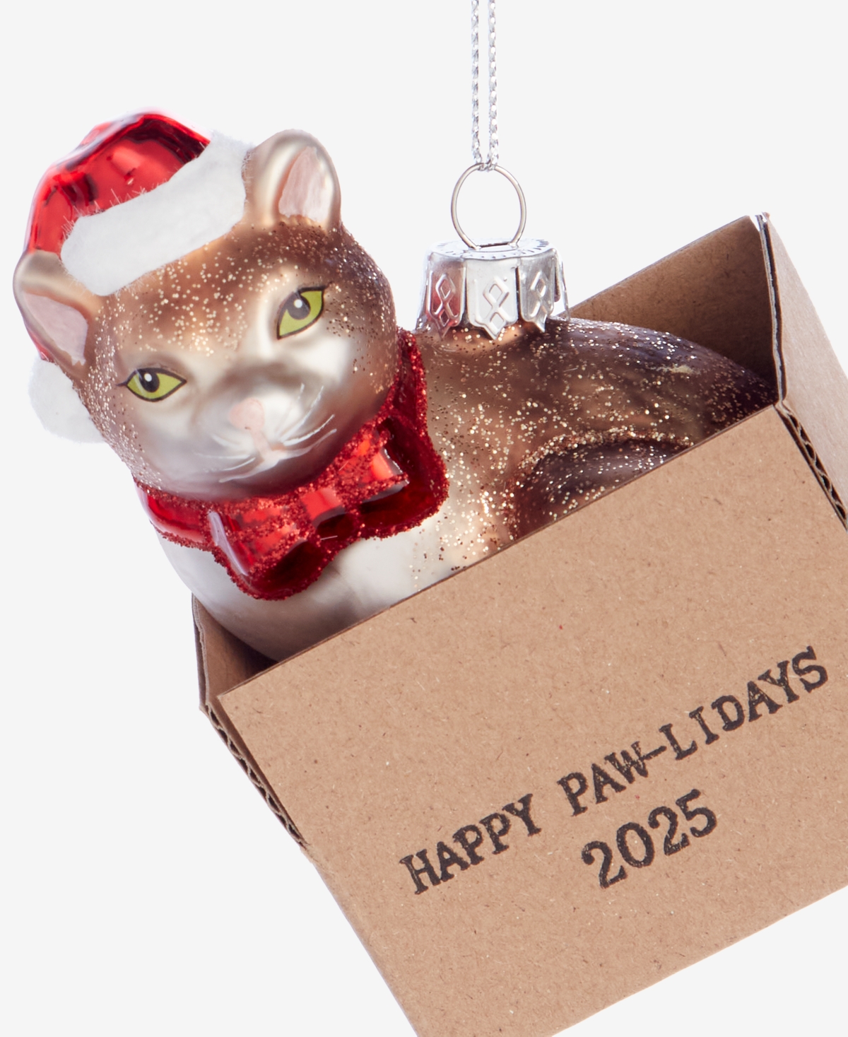 Holiday Lane Pets Cat In Box Ornament, Macy's Exclusive In Transparent