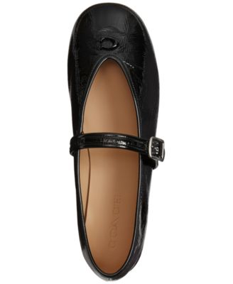 Women's Sculpted C Crinkle Patent Leather Soft Mary Jane Flats