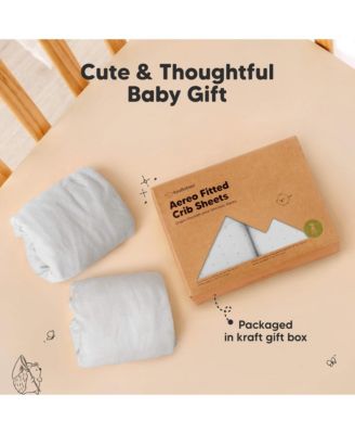 2pk Aereo Fitted Crib Sheets for Boys, Girls, 52x28 Standard Baby Crib Mattress Sheets, Bamboo Viscose Cotton