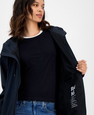 Women's Long Zip-Front Hooded Rain Coat