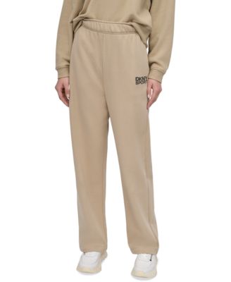 DKNY - Women's Rhinestone-Logo High-Rise Straight-Leg Pants