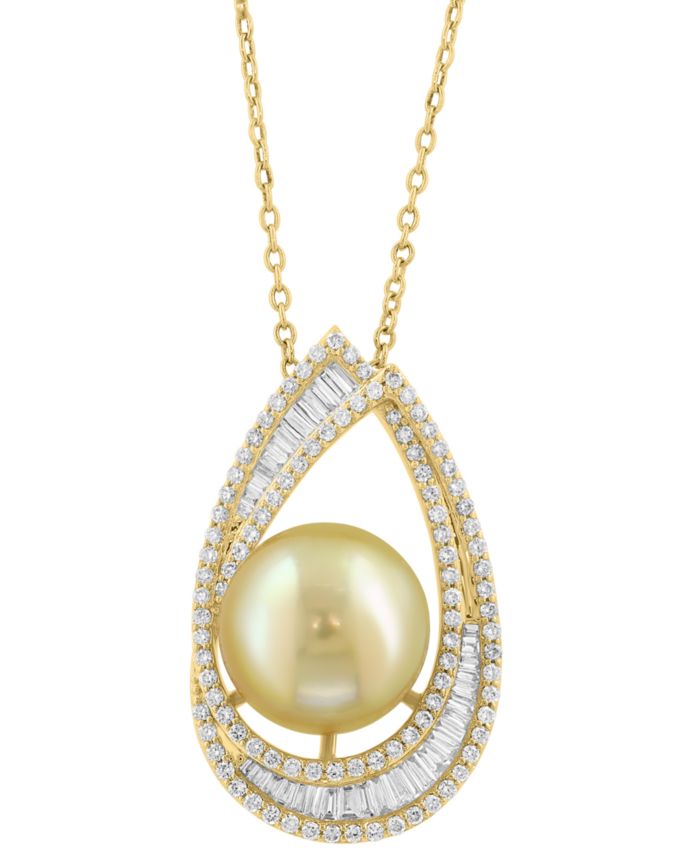 EFFY Collection EFFY® Cultured Golden South Sea Pearl (10mm) & Diamond — 4 count