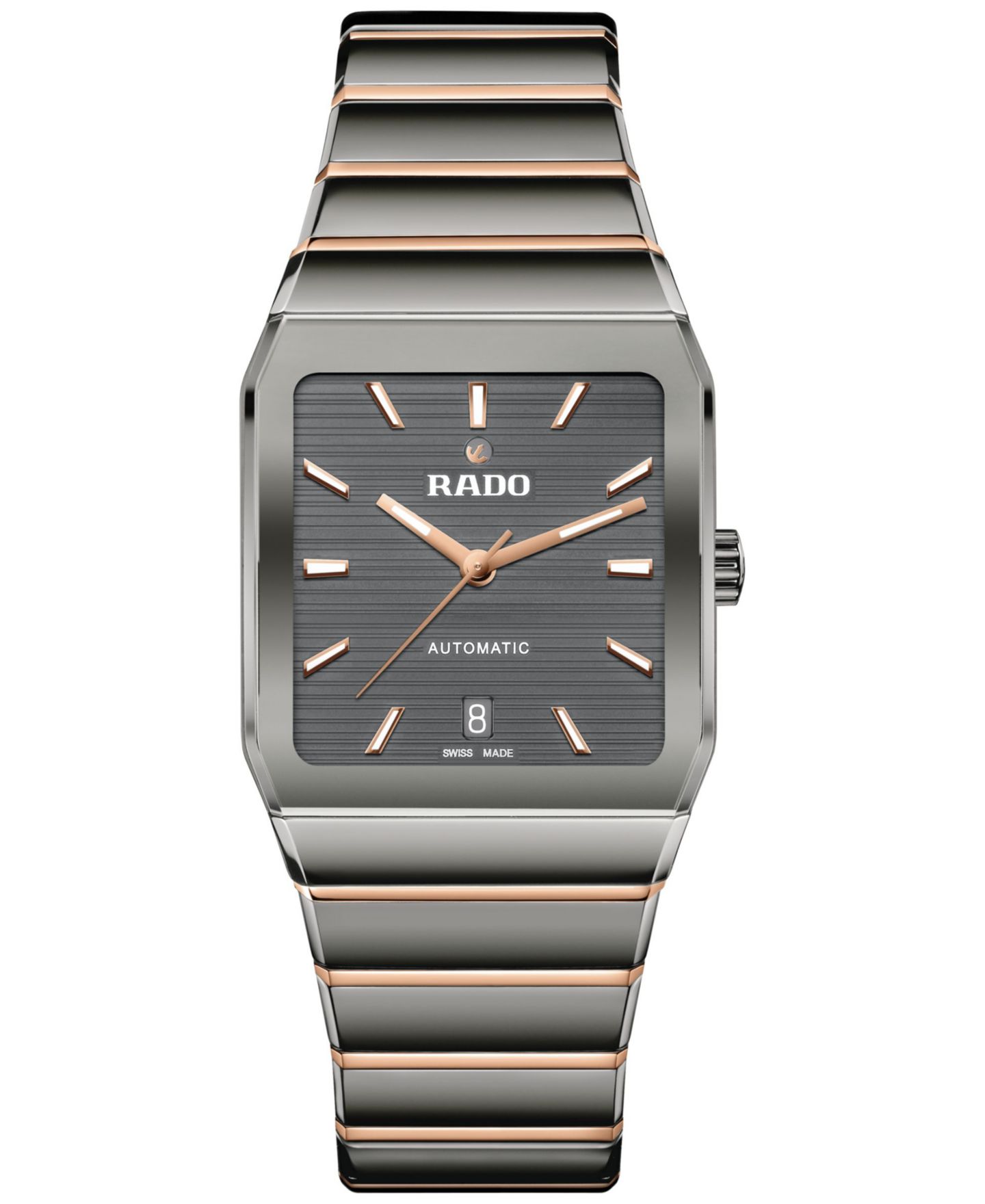 Часы Rado Unisex Swiss Automatic Anatom Rose Gold PVD Stainless Steel & Gray Ceramic Bracelet Watch 33mm — фото 1