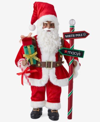 Holiday Lane - Heritage African American Santa With Sign Post