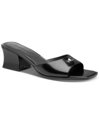 COACH Women's Sculpted C Leather Block-Heel Sandals - Macy's