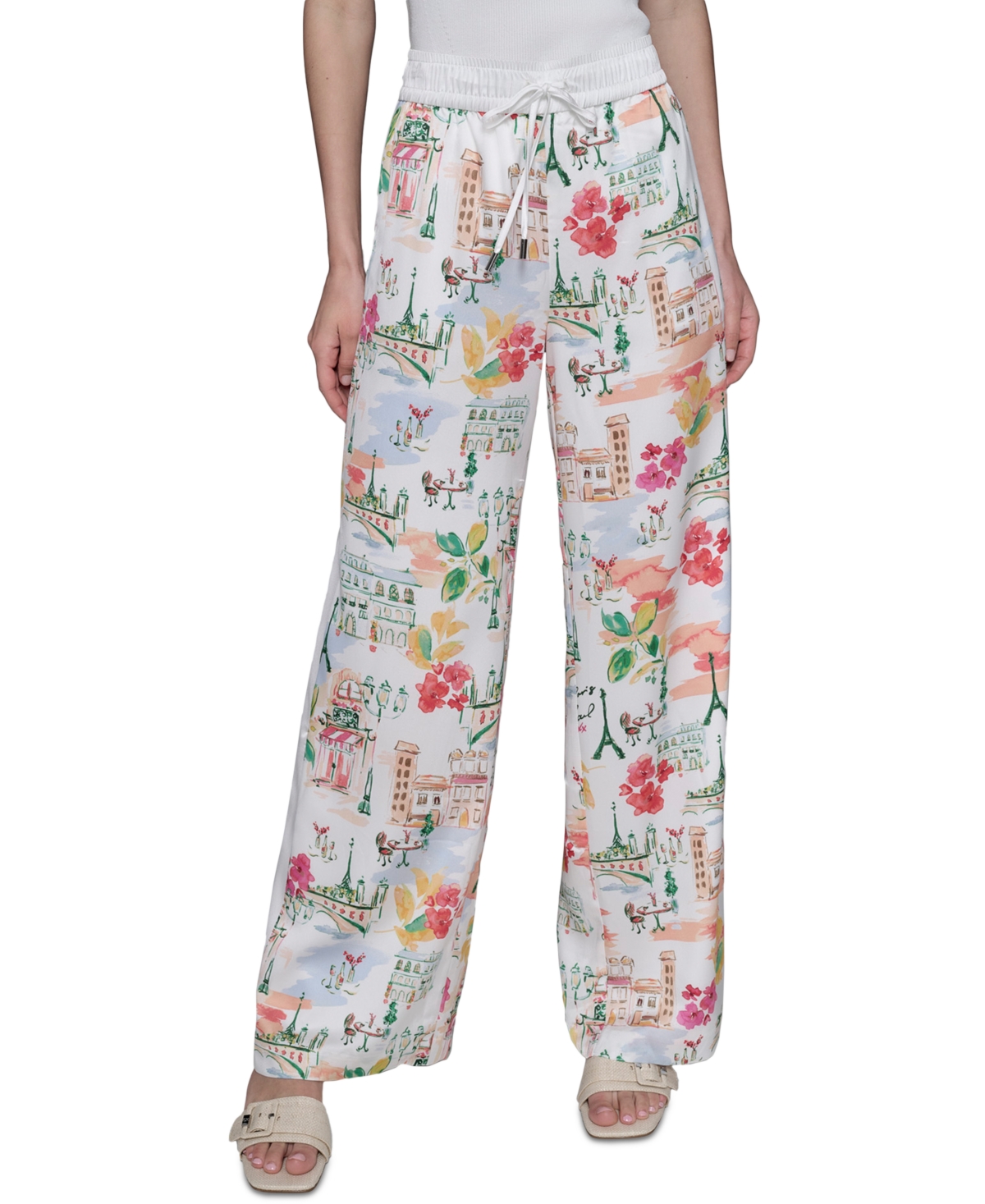 Karl Lagerfeld Womens Printed Pull On Pants Xs P Xl