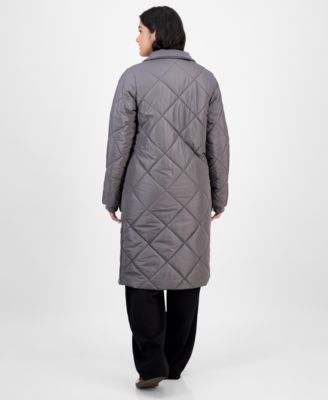 Juniors' Shawl-Collar Quilted Coat