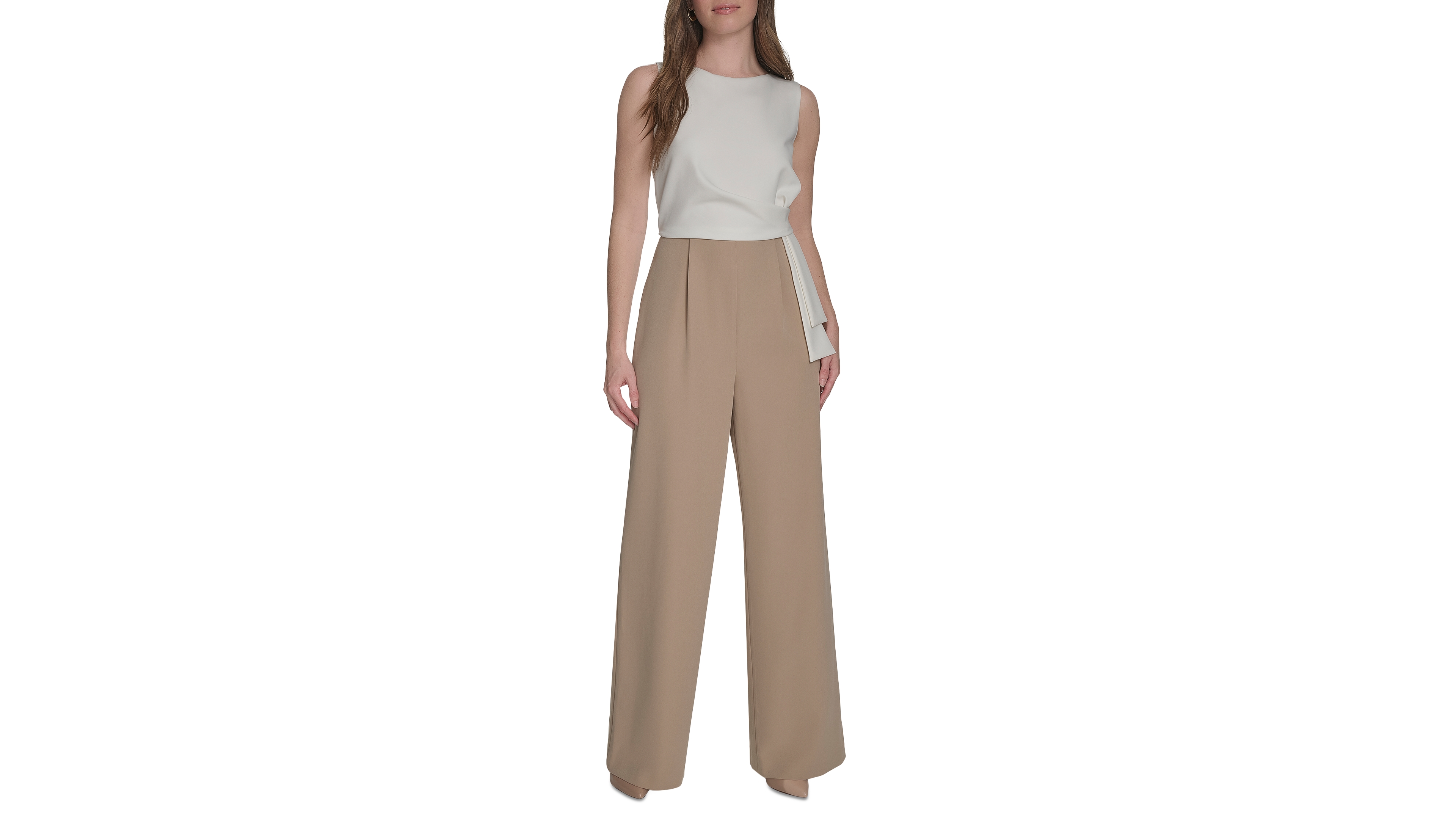 Tommy Hilfiger Women's Sleeveless Side Drape Two-Tone Jumpsuit