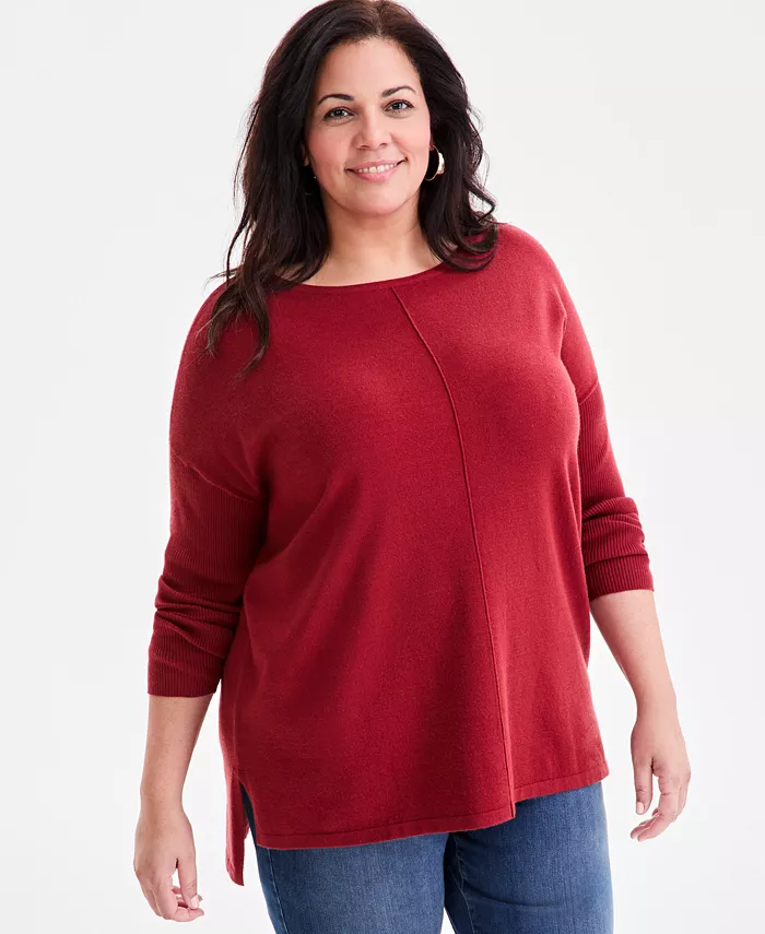 Plus Size Knit Seam-Front Tunic Top