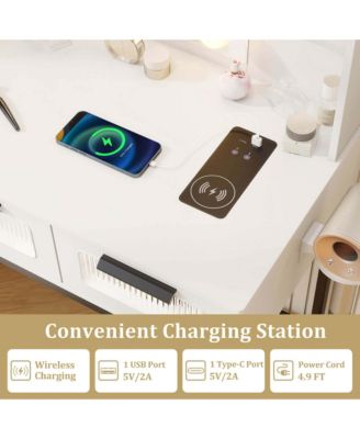 Makeup Vanity Desk with Hollywood Mirror & Lights 3-Color Induction Lighting