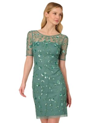 Women's 3D Floral Beaded Sheath Dress