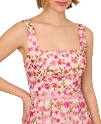 Women's Floral-Embroidered Square-Neck Dress