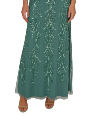 Women's Beaded Blouson-Sleeve Gown