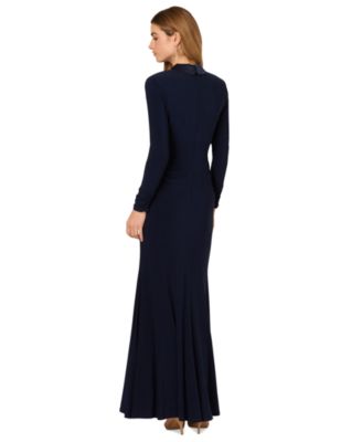 Adrainna Papell Women's Long-Sleeve Tuxedo Gown