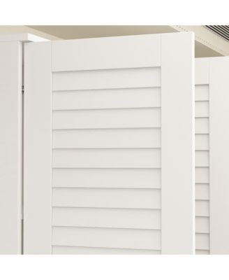  Wood   4 Shutter Doors   Drawers & Hanging Rod  Freestanding Bedroom Armoire