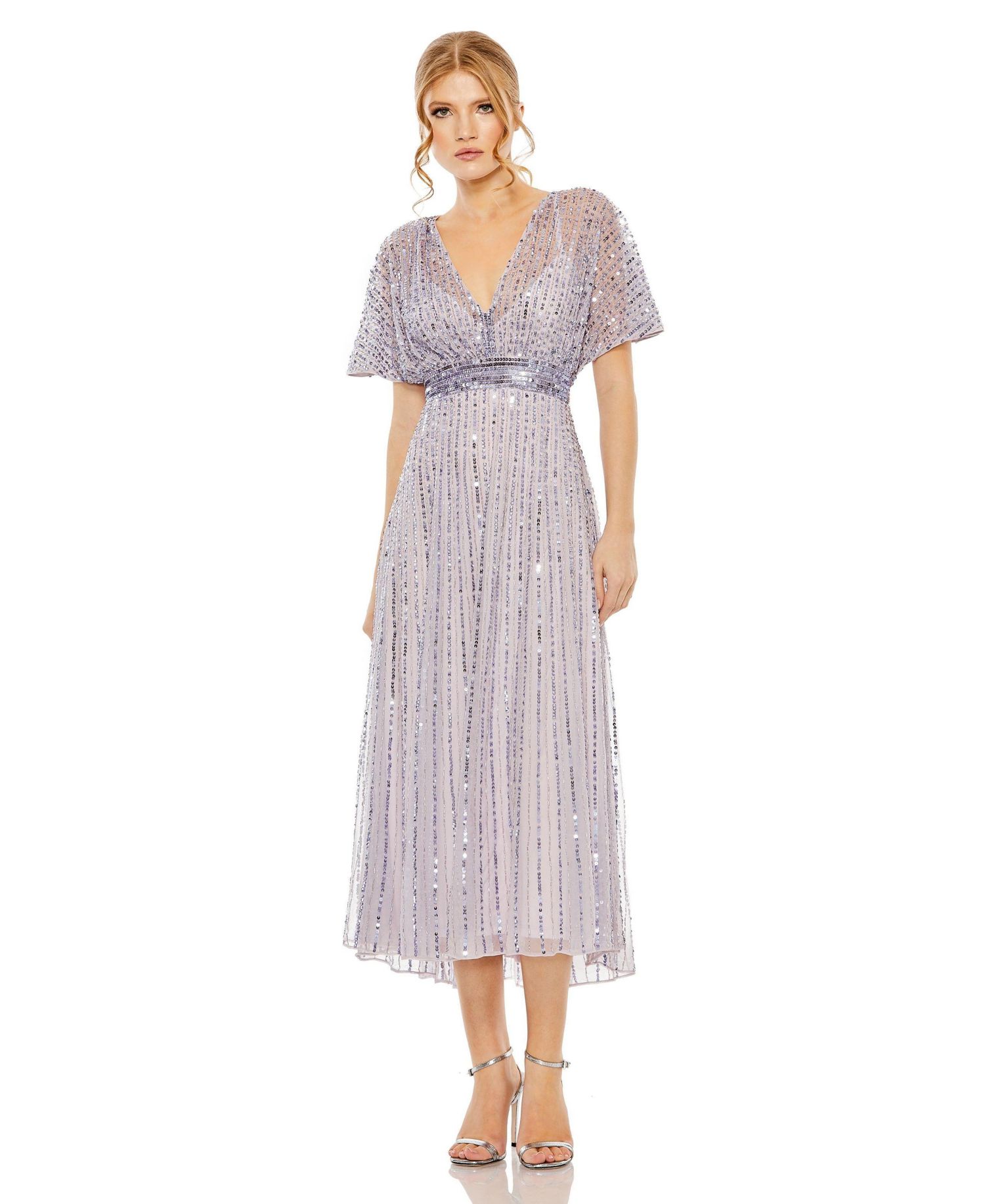 Women's A Line Embellished Short Sleeve Dress