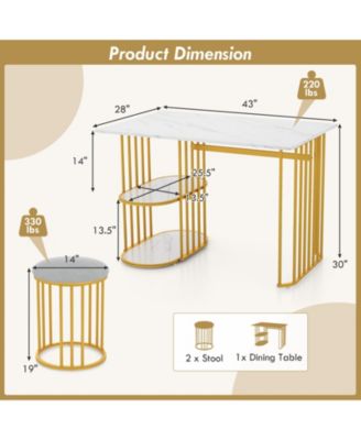 Rectangular Dining Table for 2 with 2-Tier Storage Shelf – Space-Saving Dining Table for Small Dining Rooms or Apartments