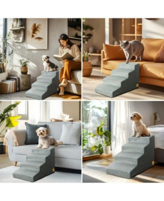 4-Step Non-Slip Sponge Dog Stairs for Small Dogs