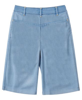 Big Girls Stitch Embroidered long Denim Shorts
