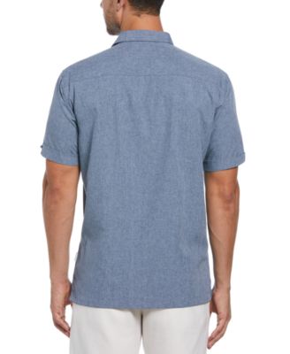 Men's Geo Embroidered Panel Chambray Shirt
