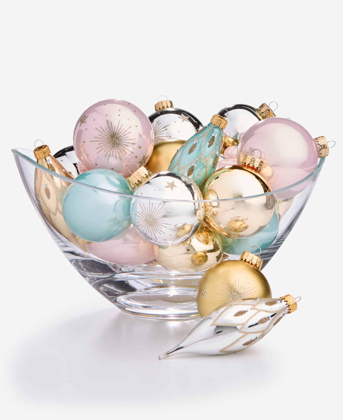 Holiday Lane Opulence Set Of 22 Glass Mixed Ornaments, Macy's Exclusive In Transparent