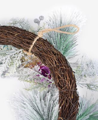 Whimsy Silver Wreath With Colorful Ornaments, Macy's Exclusive