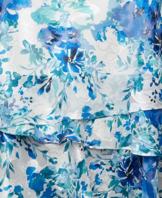 Plus Size Printed Chiffon 3/4-Sleeve Blouse