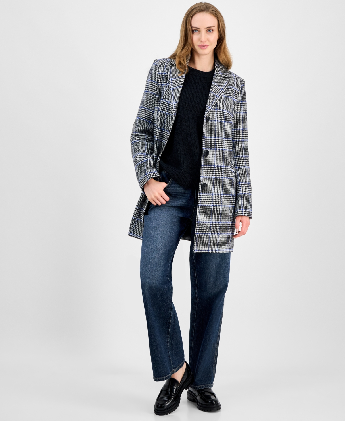Maralyn & Me Trendy Plus Size Single-breasted Walker Coat In Gray