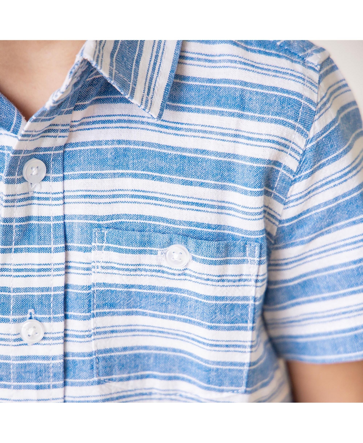 Hope & Henry Boys' Linen Short Sleeve Button Down Shirt, Kids