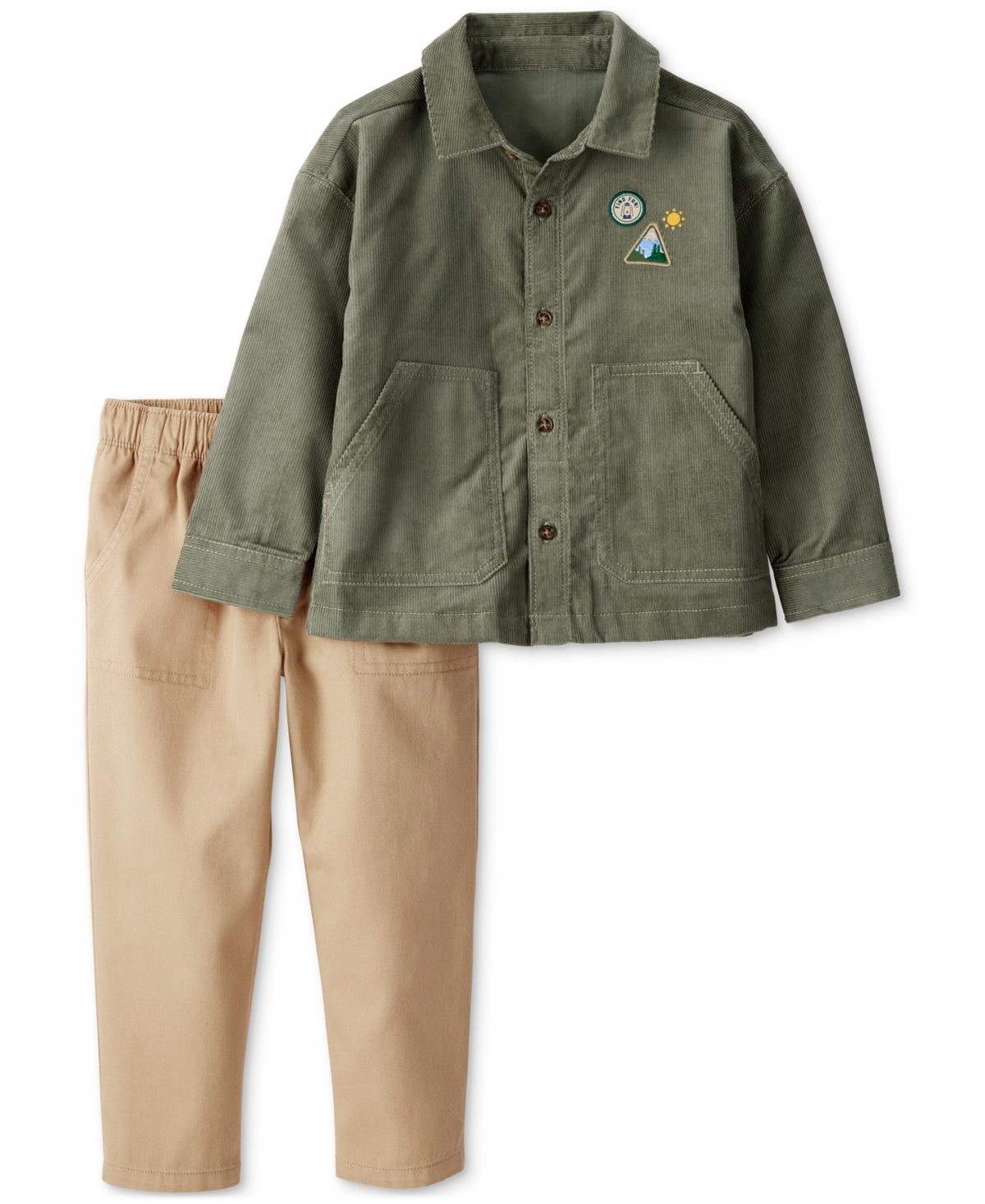 Carter's Toddler Boys 2-pc. Button Front Top & Pants Set In Green
